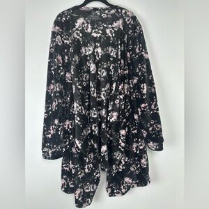 Floral Black and Pink Women's Soft Cardigan